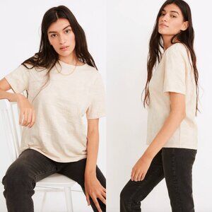 ☀️ MADEWELL Palm Tree Jacquard Tomboy Tee in Alabaster Cream Beige XS Cute Boho